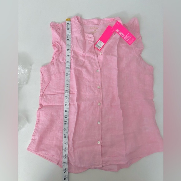 Lilly Pulitzer BRIETTE BUTTON DOWN URCHIN PINK X RESORT WHITE SZ M - Picture 5 of 9
